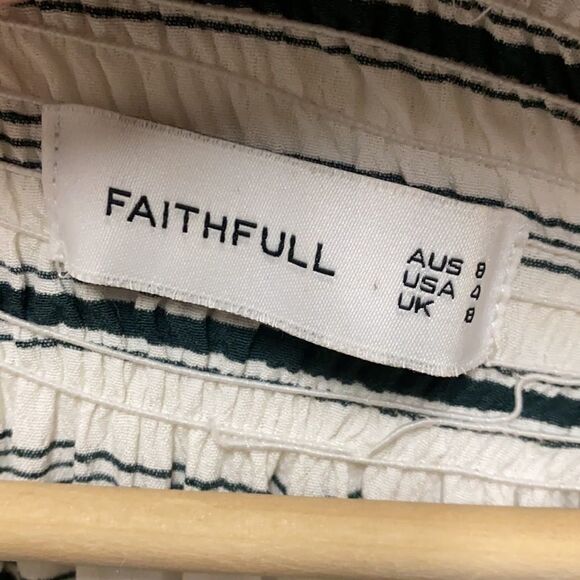 Faithfull the Brand Striped Off Shoulder Top Sz 4 - Picture 2 of 6